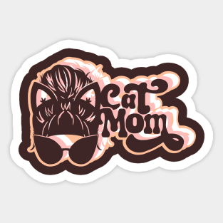 Retro Cool Cat Mom - peach version Sticker